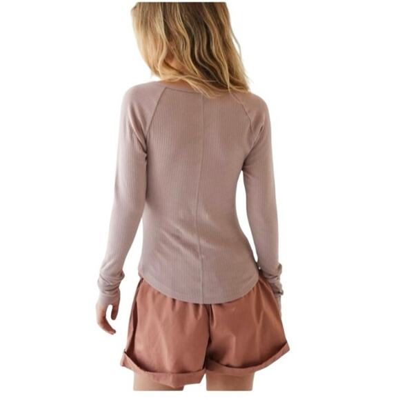 Free People Intimately Ribbed V-Neck Long Sleeve Top Size Small - Picture 2 of 8